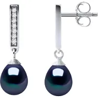 Diadema Oorbellen Dangle zoetwater parels 6-7mm Black Peren Sieraden 925