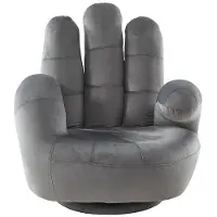 Vente-Unique.nl Draaiende kinderfauteuil CATCHY van fluweel - Antraciet