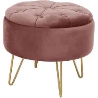 Akord Poef met Opbergruimte CARO / Ronde Opbergpoef / Poef op pootjes / Roze / Breedte 38 cm