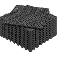 Vevor in elkaar grijpende tegels 12 stuks vloertegels drainage vloertegels vloertegels 30 x 30 cm vierkante vloertegels voor buiten terras pvc vloertegels badkamer toilet zwart