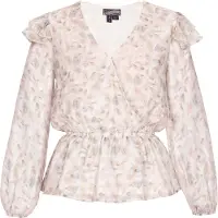 Dreimaster Blouse blauw / lichtbruin / wit