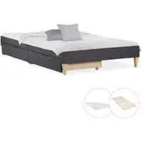 Homestyle4u Eenpersoonsbed - 90x200 cm - Gestoffeerd bed - met matras - 2 bedbakken - Grijs