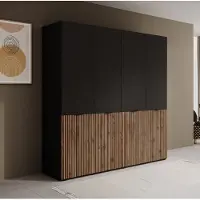 Meubella - Kledingkast Shelton - Zwart 1 - 202 cm