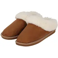 Apollo Dames instap pantoffels teddy donker