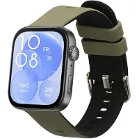 Kwmobile horlogebandje geschikt voor Huawei Watch Fit 3 / Fit 4 polsband - Smartwatch bandje van TPU - Activity tracker horloge band in donkergroen / zwart