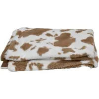 Animal Boulevard Classic COW PLUSH Fleece Deken - Kleur: Wit-Bruin - 100x75cm