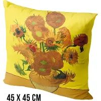 Allernieuwste.nl Kussen Zonnebloemen Vincent Van Gogh - Kussenhoes polyester peach skin Perzikhuid - Kussenovertrek - Kleur Geel 45 x 45 cm