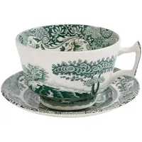 Spode Heritage Green Italian kop en schotel Groen, ontbijt, 0,28 L