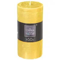 B-home-interieur.be Gele rustieke ronde kaars - 6,8cm x h14 cm - 50 Branduur