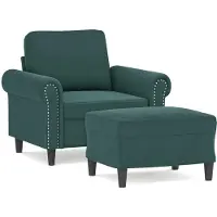 vidaXL Fauteuil met voetenbank 60 cm fluweel donkergroen
