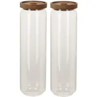 Excellent houseware Voorraadpot - Set van 4x stuks - 9 x 30 cm - 1500 ml - Glas - luxe keuken voorraadbus - luchtdichte deksel