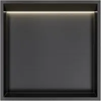 Hotbath &More BOX030L inbouwnis 30x30x10cm met verlichting geborsteld zwart PVD
