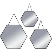 Atmosphera Hexagonale Spiegelset - 3 stuks, Zwart Metaal