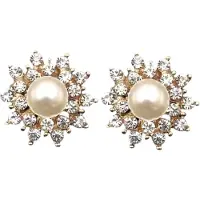 Charme Bijoux Clip oorbellen strass- parel -goudkleur- 2.5 cm- geen gaatje-