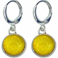Charme Bijoux Zilveren oorhanger met geel steentje Cleo -
