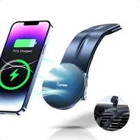 Carme Telefoonhouders Auto - Geschikt voor MagSafe - Met Draadloze Oplader - Buigbaar - Magnetisch - MagSafe Autohouder - GSM Houder Auto - Zwart