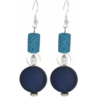 Charme Bijoux Oorbellen zilver-hout-lavasteen-blauw -