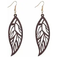 Charme Bijoux Zilveren oorhangers Cadier hout bruin- goudkleurig -
