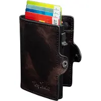 Tony Perotti Furbo Van Gogh leren RFID pasjeshouder met papiergeld- en buitenvak Zwart