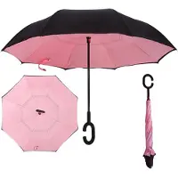 Allernieuwste.nl Smartplu - Grote Storm Paraplu - Zwart met Roze - Omkeerbaar - Ergonomisch - parapluie - 105cm