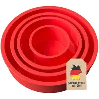 Intirilife 4-delige set ronde silicone cakevormen in rood - 10 cm, 16.3 cm, 19.8 cm, 25 cm - bakvorm voor het bakken