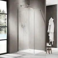 FortiFura Galeria Inloopdouche - 110x200cm - afgeronde glaswand - links - ribbel glas - wandarm - geborsteld RVS PVD SW1418371/SW797908