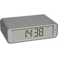 TFA-Dostmann 60.2560.15 - Wekker - Digitaal - Zendergestuurd - Alarm - Snooze - Zachte permanente nachverlichting - Cijfers - Grijs