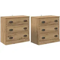 vidaXL Dressoirs 2 st Artisan Eiken 70 x 35,5 x 67,5 cm Bewerkt hout