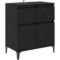 vidaXL Dressoir met laden, zwart, eikenlook, 60 x 35 x 70 cm