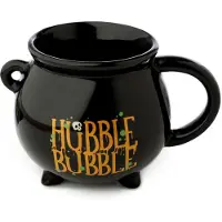 Puckator Hubble Bubble Heksenketel Keramiek Mok - Cauldron Mok op pootjes - zwart- inhoud 500ml