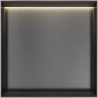 Hotbath &More BOX030FL inbouwnis 30x30x10cm zonder frame met verlichting geborsteld gunmetal PVD