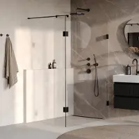 Brauer Void inloopdouche helder glas 130x200 met 40 zijwand incl. glascoating mat zwart