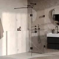 Brauer Void inloopdouche helder glas 90x200 met 30 zijwand incl. glascoating mat zwart