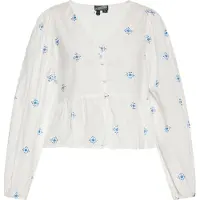 Dreimaster Blouse blauw / wolwit