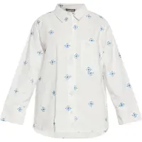 Dreimaster Blouse Dames Wol Wit Blauw