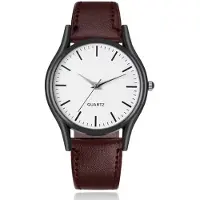 LGT JWLS LGT Minimalistisch herenhorloge met donkerbruine leren band