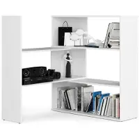 Akord L-vormige Hoekboekenkast TWIST MINI / Witte Boekenkast / Open Opbergplanken / Wit / Furniture Factory / 173,6x30x109,3 cm