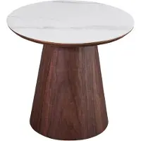 Giga Meubel Bijzettafel Alba Walnoot Marmer 60cm Rond