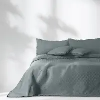 Restilo Grijze Boho Sprei met Pompons 220x240 cm