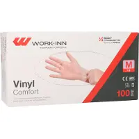 Papstar Wegwerphandschoenen WORK-INN Comfort, vinyl, poedervrij, latexvrij, transparant, maat M, 100 stuks