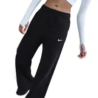 Nike Phoenix Fleece damesbroek met hoge taille en wijde pijpen - Zwart | Maat