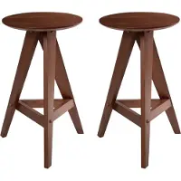 Beliani AROMA - Barkruk set van 2 - Bruin - Rubberhout
