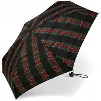 Happy Rain Ultra Mini Paraplu, winddicht, Groen Geruit, 16cm