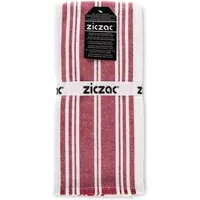 Ziczac Keukendoek Culinary Duo Stripe Red (Set van 3) - 50 x 76 cm