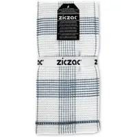 Ziczac Keukendoek Culinary Duo Waffle Washed Indigo (Set van 3) - 50 x 76 cm