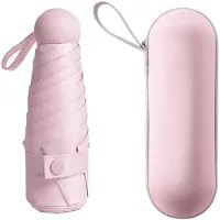 LONGZIMING -Mini Opvouwbare Paraplu – 6 Ribben Stormbestendig, Licht & Compact – UV-Bescherming voor Regen en Zon – Dames en Meisjes – Roze