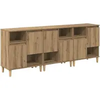 vidaXL Dressoirs 3 st Artisan Eiken 60 x 35 x 70 cm Bewerkt hout