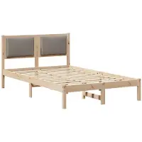 vidaXL Bedframe met hoofdeinde Taupe 120 x 190 cm Massief grenenhout