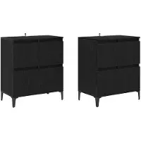 vidaXL Dressoirs 2 pcs Zwart Eiken 60 x 35 x 70 cm Bewerkt hout
