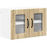 vidaXL Wandglas Kasten LUCCA Sonoma Eiken 60 x 31 x 40 cm Bewerkt hout